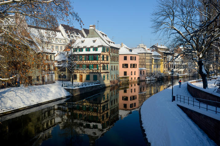 The city of Strasburg during winter Strasbourg